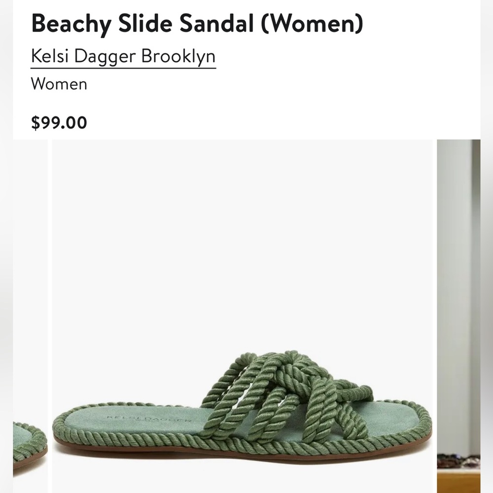 Kelsi Dagger Brooklyn Beachy Slide Sandals in Moss color, size 8. Like new!